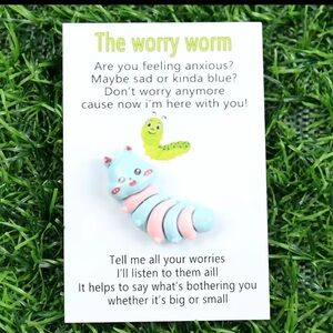 $4 Cute Worry Worm Stress Relief Toy& Card~New~$4 WHEN BUNDLED WITH 3 OR ORE IT